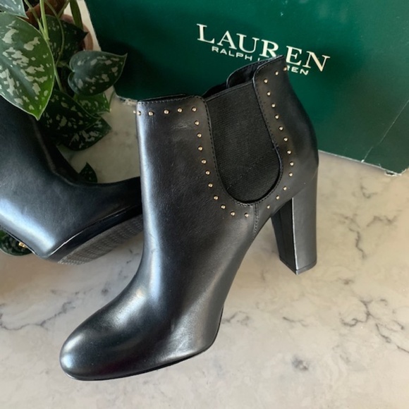 Lauren Ralph Lauren Shoes - Lauren NWT Ralph Lauren Black Gold studded Ankle Boots
